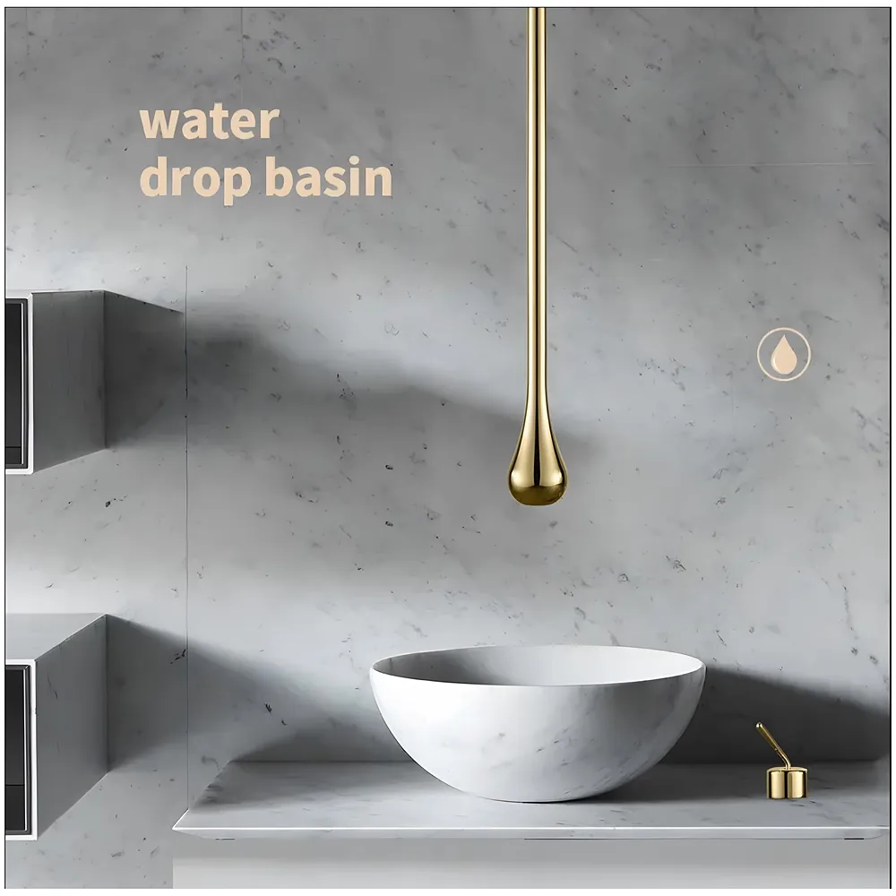 Gold Ceiling Mounted Faucet Basin Mixer Tap 160 cm Hot and Cold