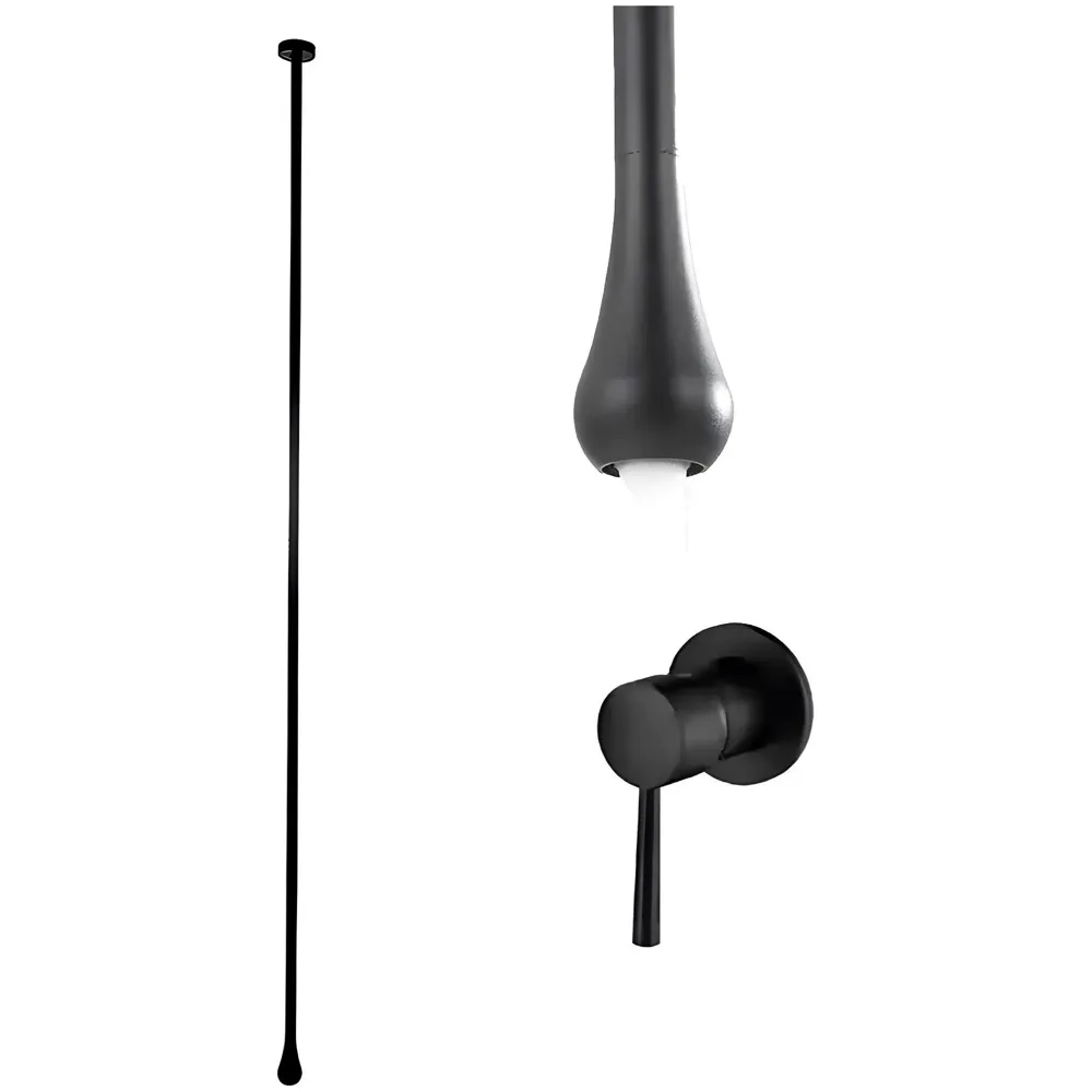 Ceiling Faucet Single Lever Basin Tap Mixer Soft Aerated Water Spout with Ceramic Cartridge Hot and Cold Water, Bathtub False Ceiling Tap, Matt Black 160 Cm Length Drop Down