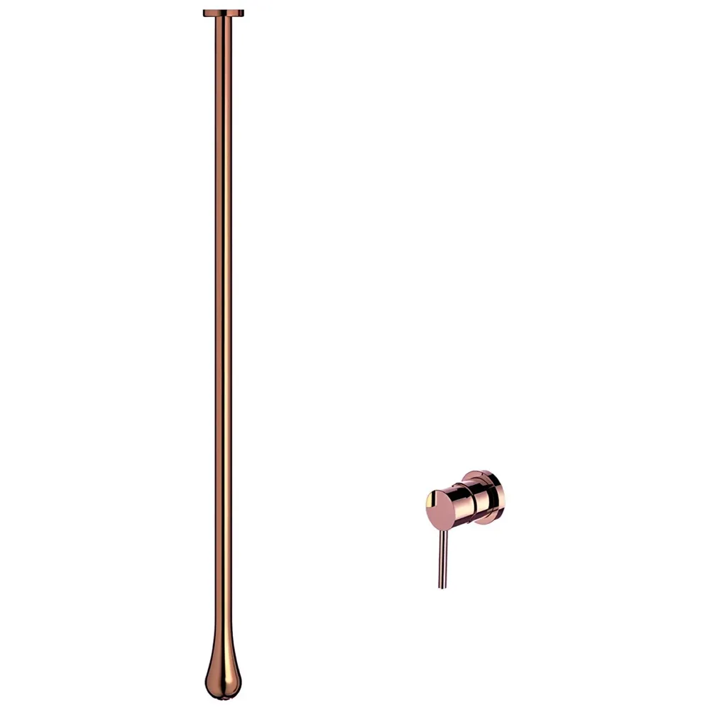 Rose Gold Ceiling Faucet Single Lever Basin Tap Mixer Soft Aerated Water Spout with Ceramic Cartridge Hot and Cold Water, Bathtub False Ceiling Tap, Rose Golden 160 Cm Length Drop Down