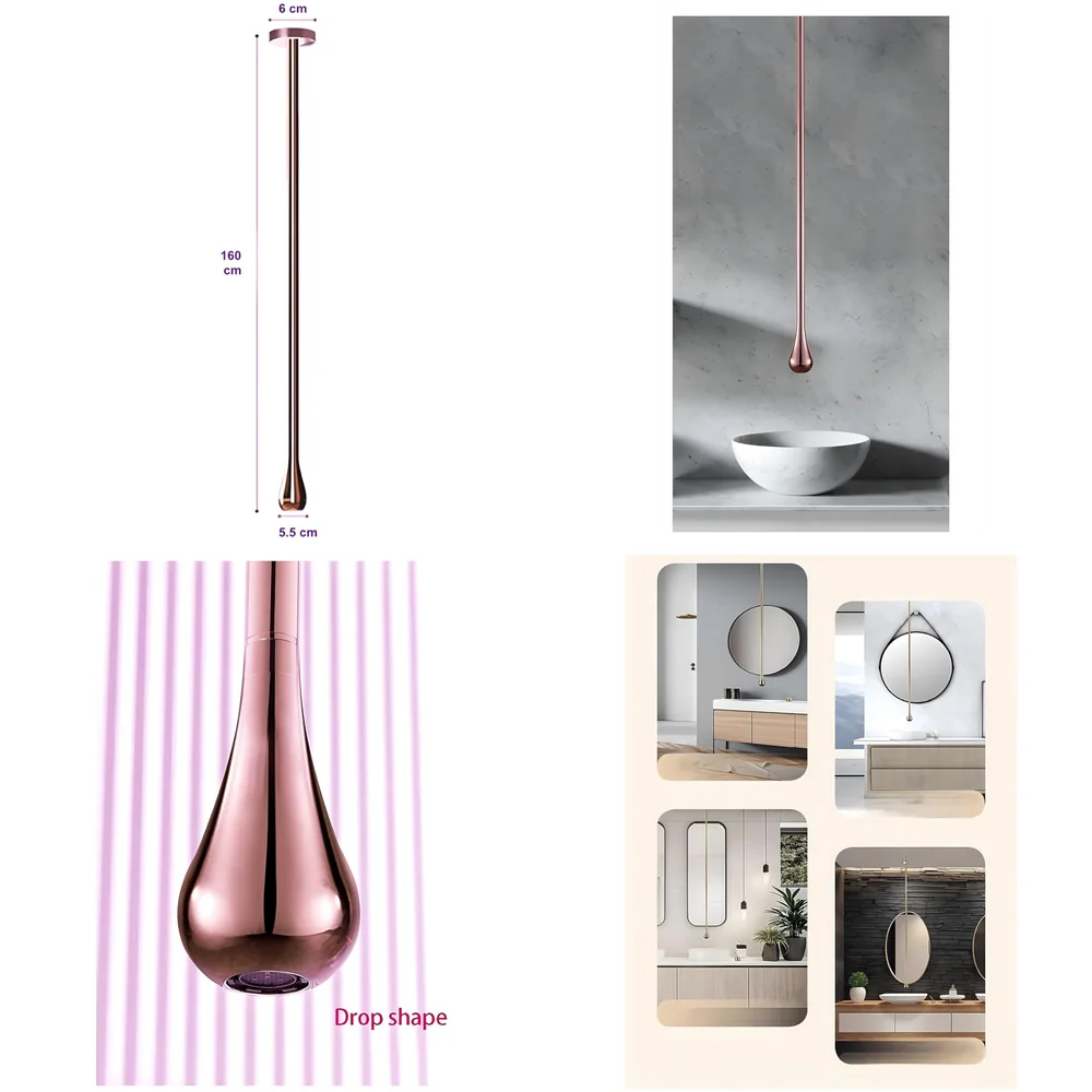 Rose Gold Ceiling Faucet Single Lever Basin Tap Mixer Soft Aerated Water Spout with Ceramic Cartridge Hot and Cold Water, Bathtub False Ceiling Tap, Rose Golden 160 Cm Length Drop Down
