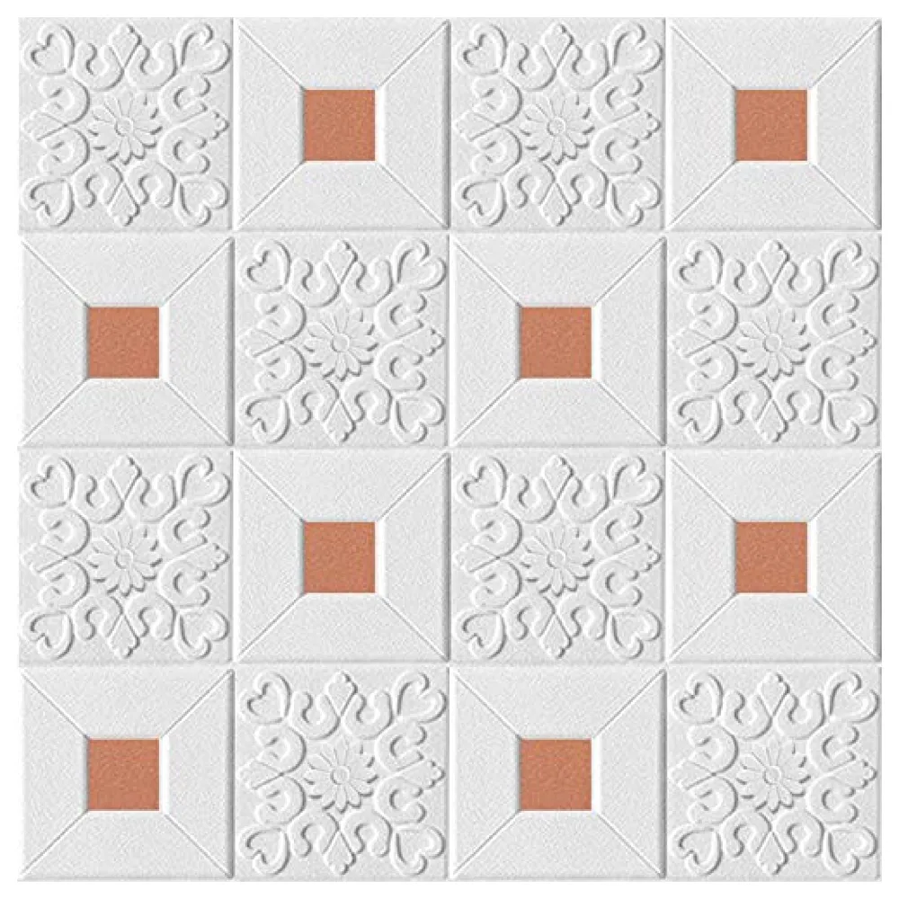 4 Pcs Foam 3D Ceiling Wall Panel Tiles 70 x 70 cm White and Gold