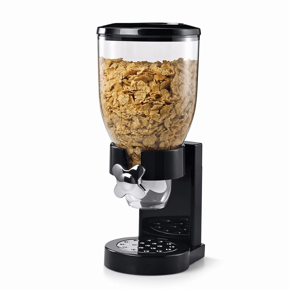Polyvinyl Chloride Pvc Airtight Kitchen Storage Cereal Food Dispenser, Black Single Jar, 1100 Ml