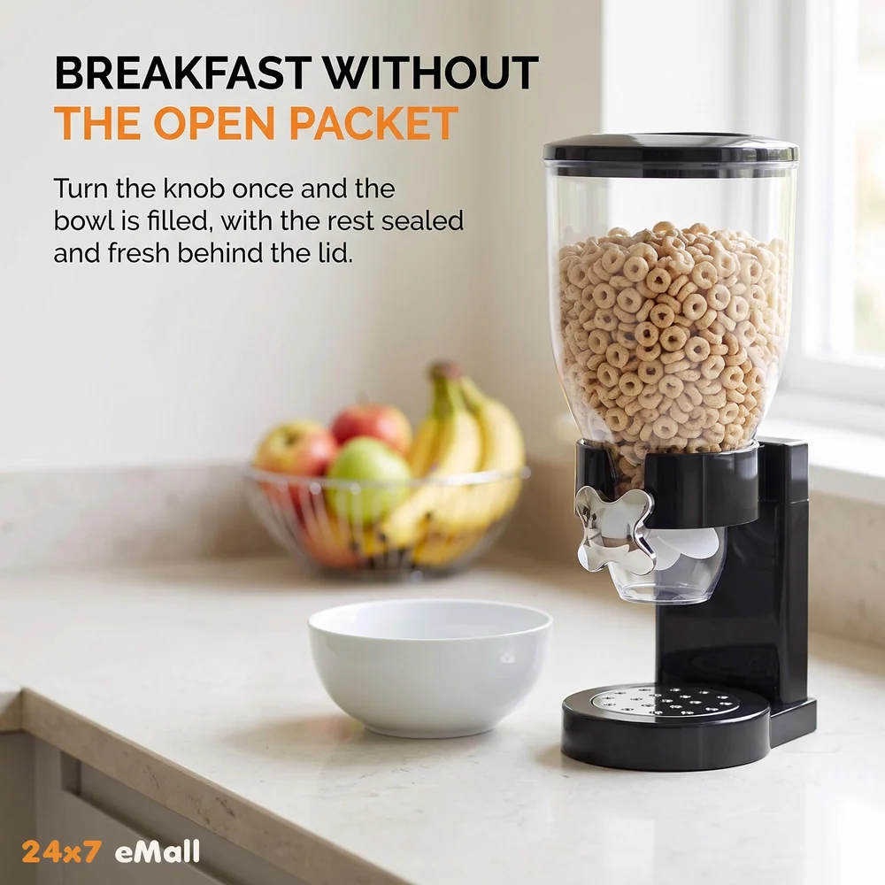 Polyvinyl Chloride Pvc Airtight Kitchen Storage Cereal Food Dispenser, Black Single Jar, 1100 Ml