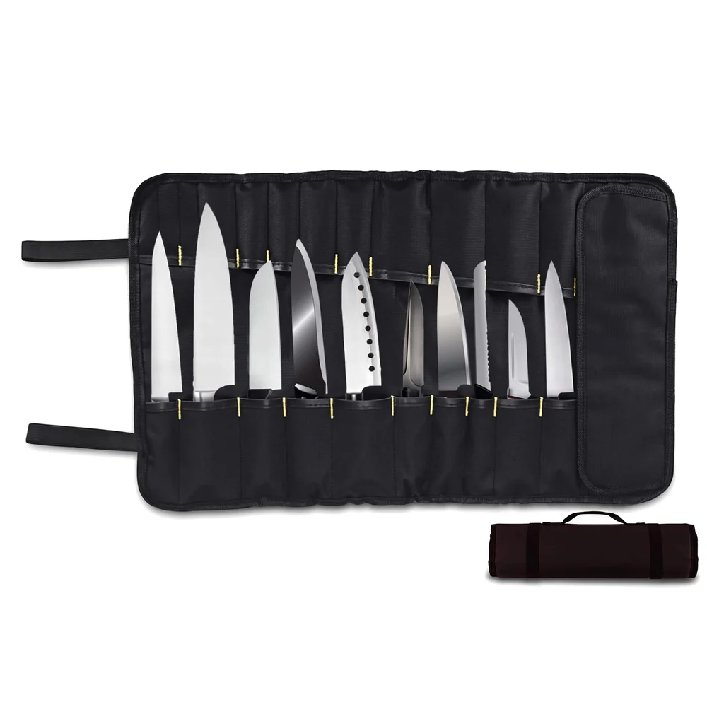 22 Knife Slot Chef Knife Bag Roll Bag Carry Case Bag Kitchen Portable Storage Multi-Function Knife Roll with Handle Chef Bag Oxford Cloth