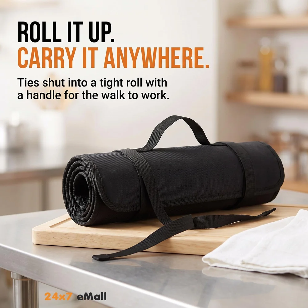 22 Knife Slot Chef Knife Bag Roll Bag Carry Case Bag Kitchen Portable Storage Multi-Function Knife Roll with Handle Chef Bag Oxford Cloth