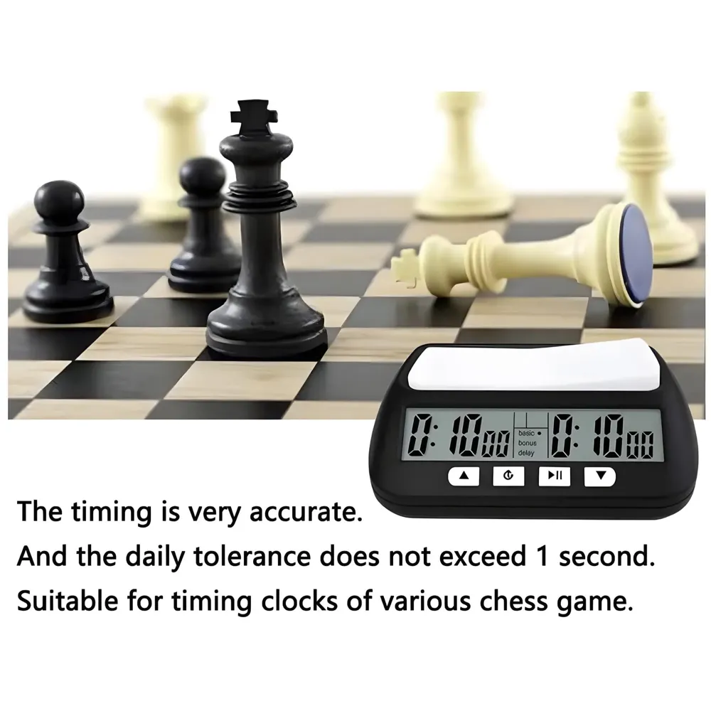 Pro Chess Clock for Professional Board Games Timer Clock Digital Chess Timer Professional for Board Games Timer Delay Basic Bonus Count up and Count Down Black