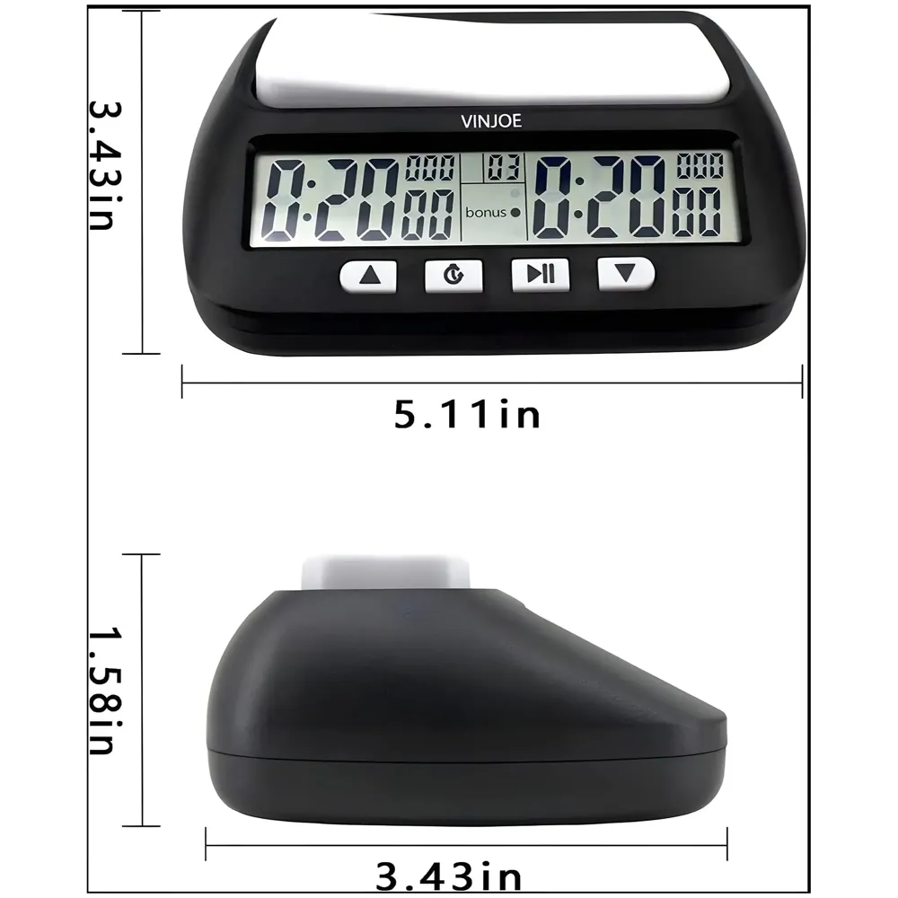 Pro Chess Clock for Professional Board Games Timer Clock Digital Chess Timer Professional for Board Games Timer Delay Basic Bonus Count up and Count Down Black