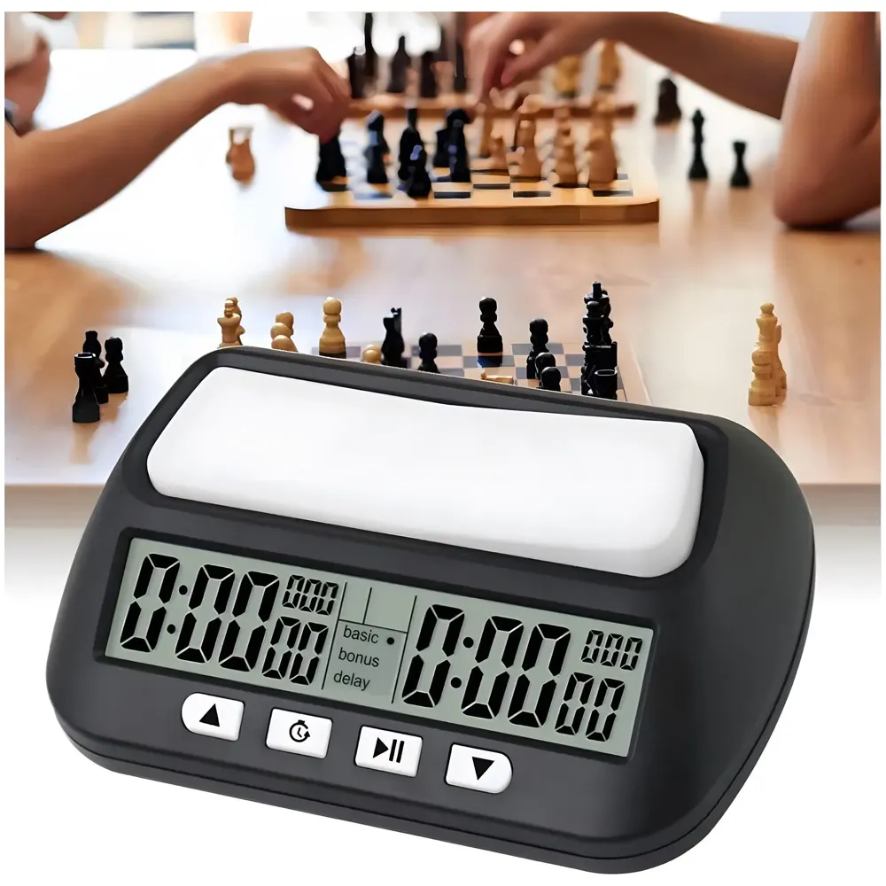 Pro Chess Clock for Professional Board Games Timer Clock Digital Chess Timer Professional for Board Games Timer Delay Basic Bonus Count up and Count Down Black