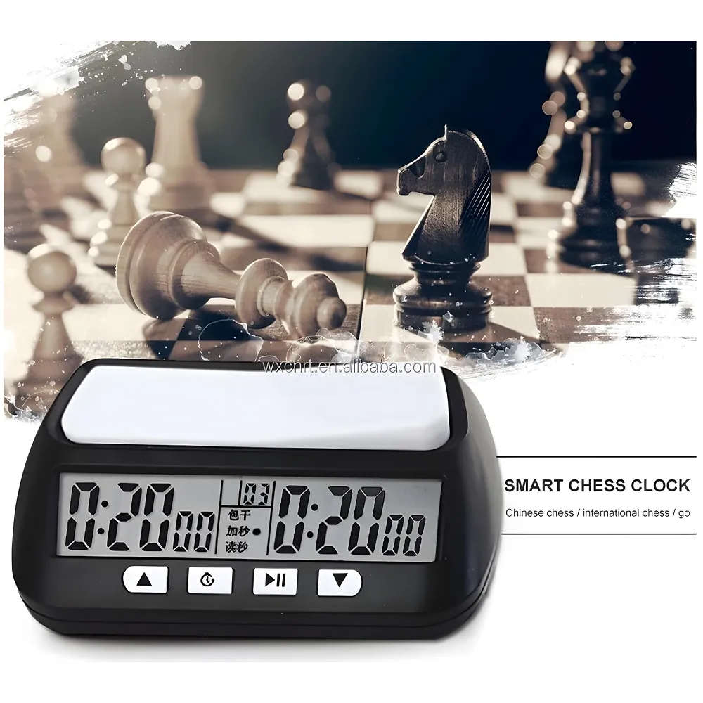 VINJOE Chess Clock Digital Chess Timer Professional for Board Games,Portable Digital Chess Clock & Game Timer with Basic,Bonus,Delay and Positive Time Features Best Gifts for Christmas(Without Battery