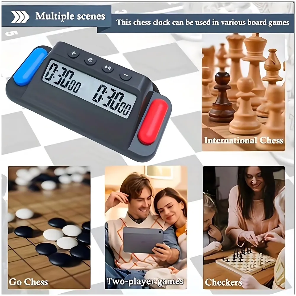 Chess Clock for Professional Board Games Pro Digital Chess Timer Professional for Board Games Timer with Delay Function.