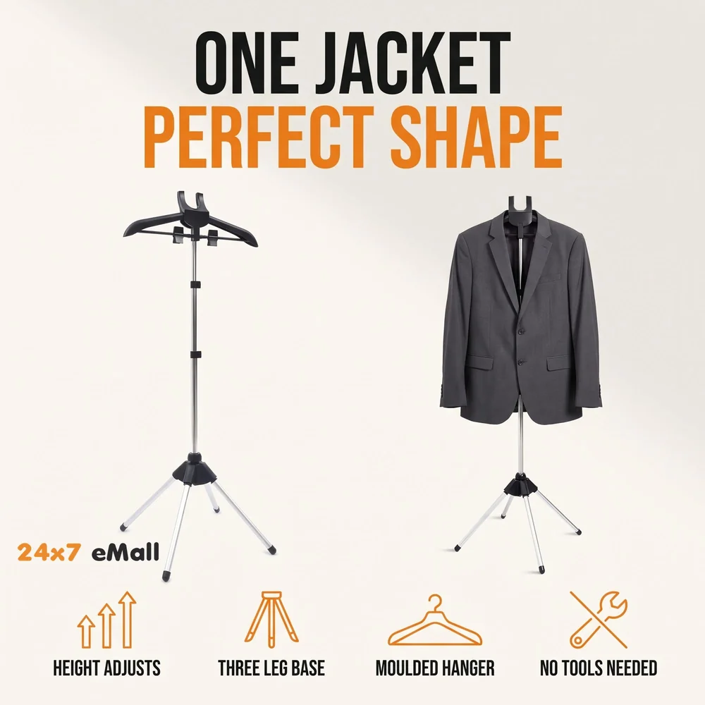 Clothes Display Stand Hanger Rack For Shops Retailers, Steam Iron Stand Adjustable 3-Height Tripod Foldable Clothing Rack For Air Drying, Ironing & Storage., 430 x 20 x 860 mm