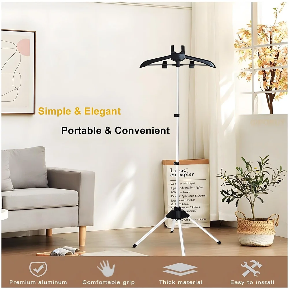 Clothes Display Stand Hanger Rack For Shops Retailers, Steam Iron Stand Adjustable 3-Height Tripod Foldable Clothing Rack For Air Drying, Ironing & Storage., 430 x 20 x 860 mm