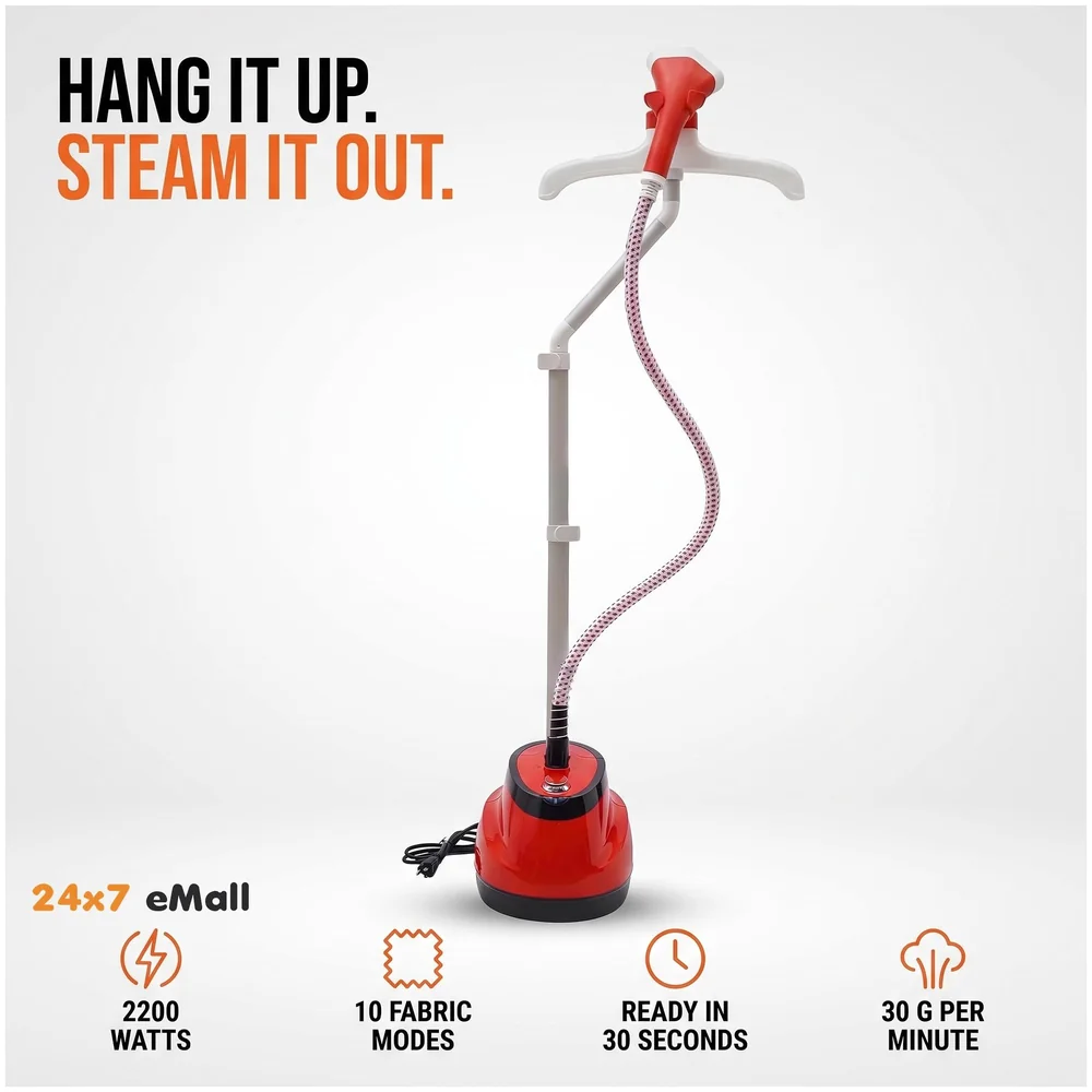 2200W Standing Garment Steamer 10 Modes Steam Iron Portable Red