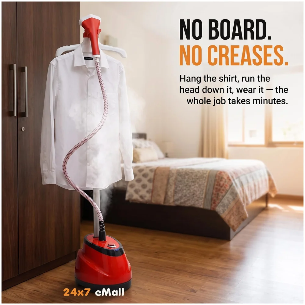 2200W Standing Garment Steamer 10 Modes Steam Iron Portable Red