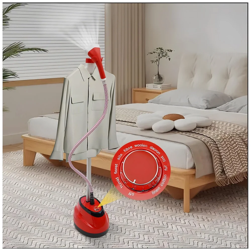 2200W Standing Garment Steamer 10 Modes Steam Iron Portable Red