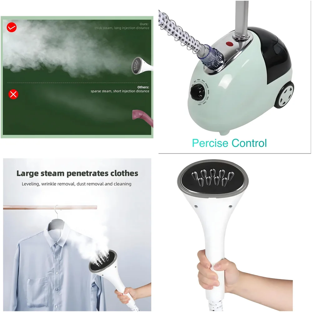 Standing Garment Steamer 2000 Watts Advanced Steamer For Wrinkle-Free Clothes - Fast Heat-Up, Portable, And Efficient For Home And Professional Steam Iron Wheels For All Types Of Clothes