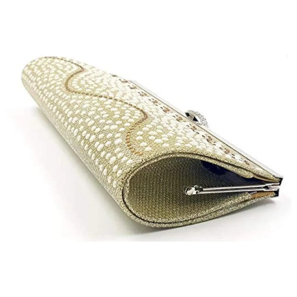 Clutch With Pearls And Sling, wedding, gathering, outing, parties clutch purse bag for women
