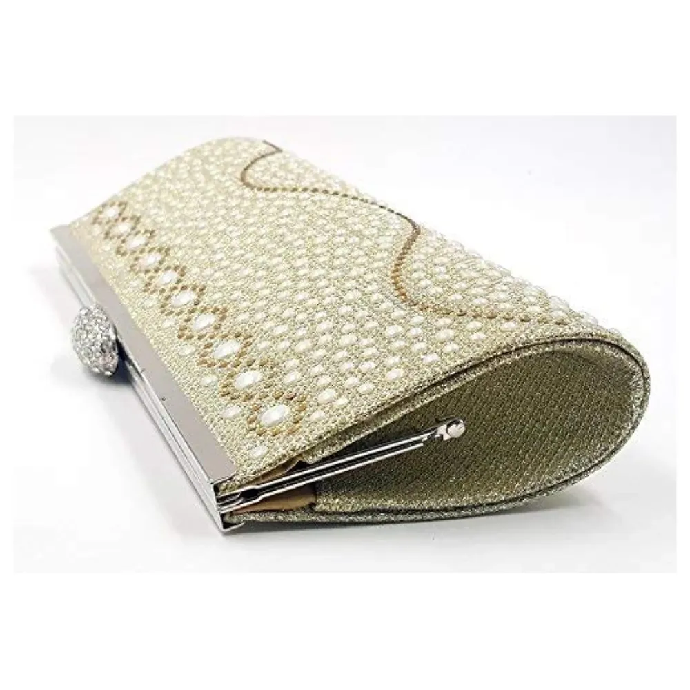 Clutch With Pearls And Sling, wedding, gathering, outing, parties clutch purse bag for women