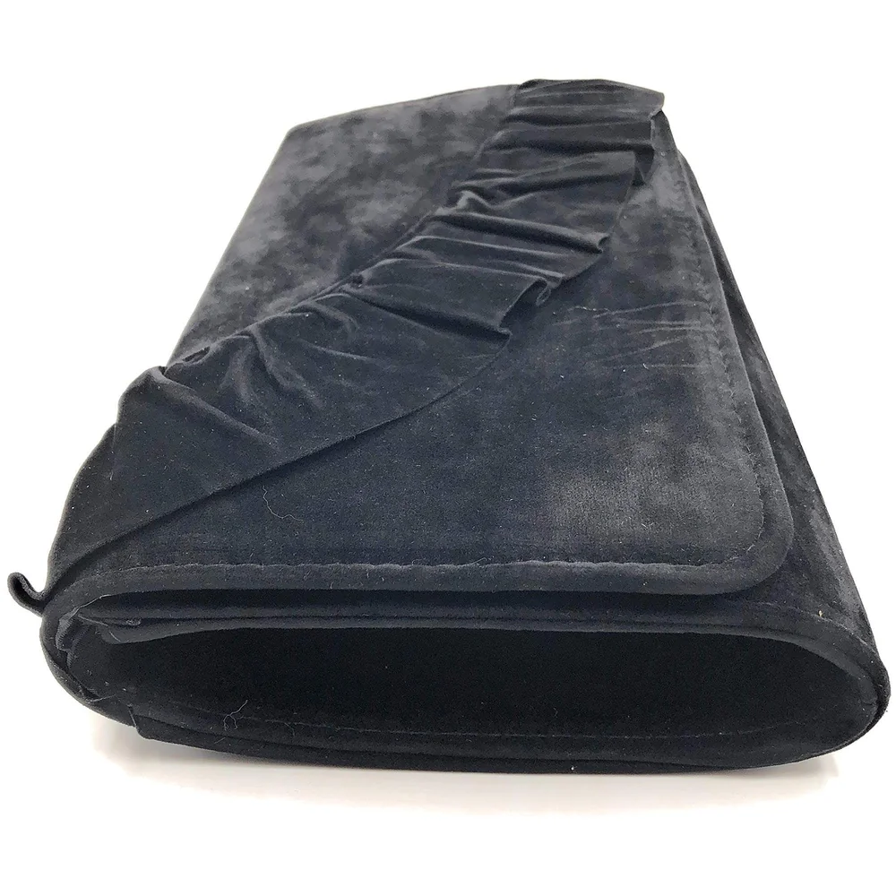 ELEGANT PREMIUM EVENING CLUTCH BAG WITH ADJUSTABLE SHOULDER CHAIN, SNAP CLOSURE & SMOOTH INNER SATIN (28 CMS x 18 CMS) (Black)