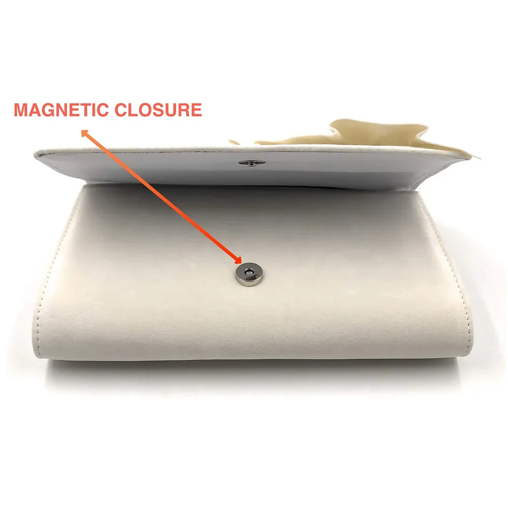 Women's Felt Elegant Clutch Bag with Adjustable Shoulder Chain and Smooth Inner Satin (28 cm X 18 cm, Cream)