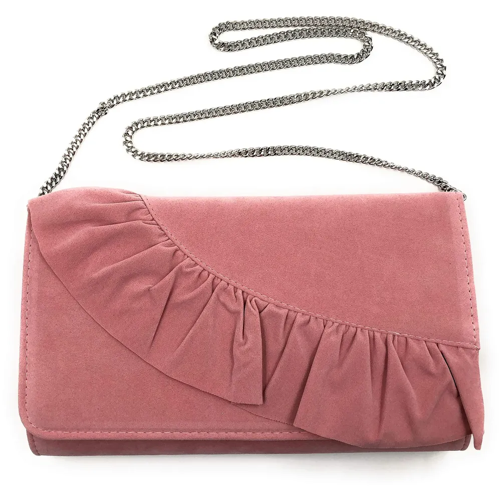 Women's Elegant Premium Clutch Bag with Adjustable Shoulder Chain, Snap Closure and Smooth Inner Satin (Pink, 28 x18 cm)