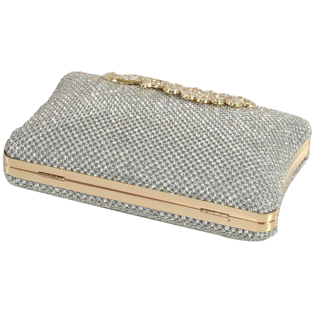 Women's Clutch (Diamond Gold Silver,Premium Pearl Diamond Silver Two Sided) (Peacock)