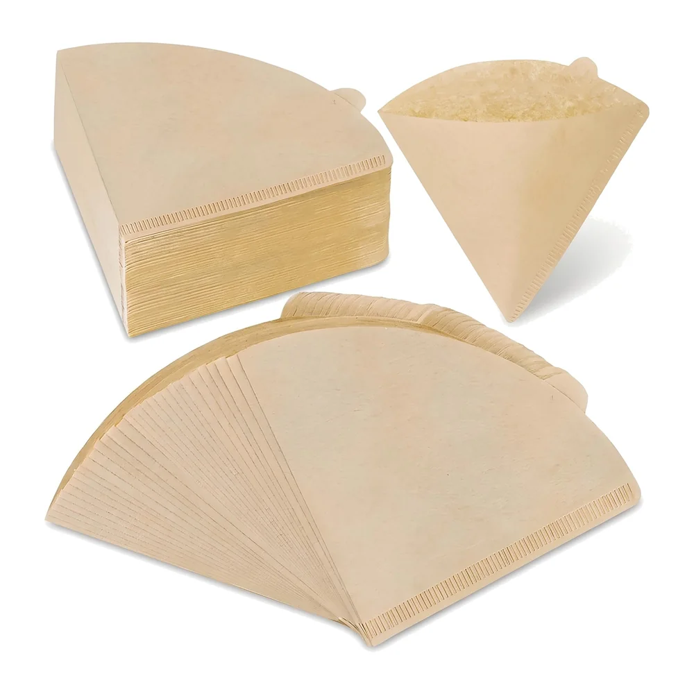 100 Pcs Coffee Filters, Size 02 Unbleached Cone Filters, Disposable Natural Paper Filters 2-4 Cup, 02 Cone for Pour Over and Drip Coffee Maker
