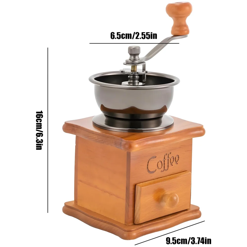 Manual Coffee Grinder Vintage Wooden Bean Mill 16 x 9.5 cm Home