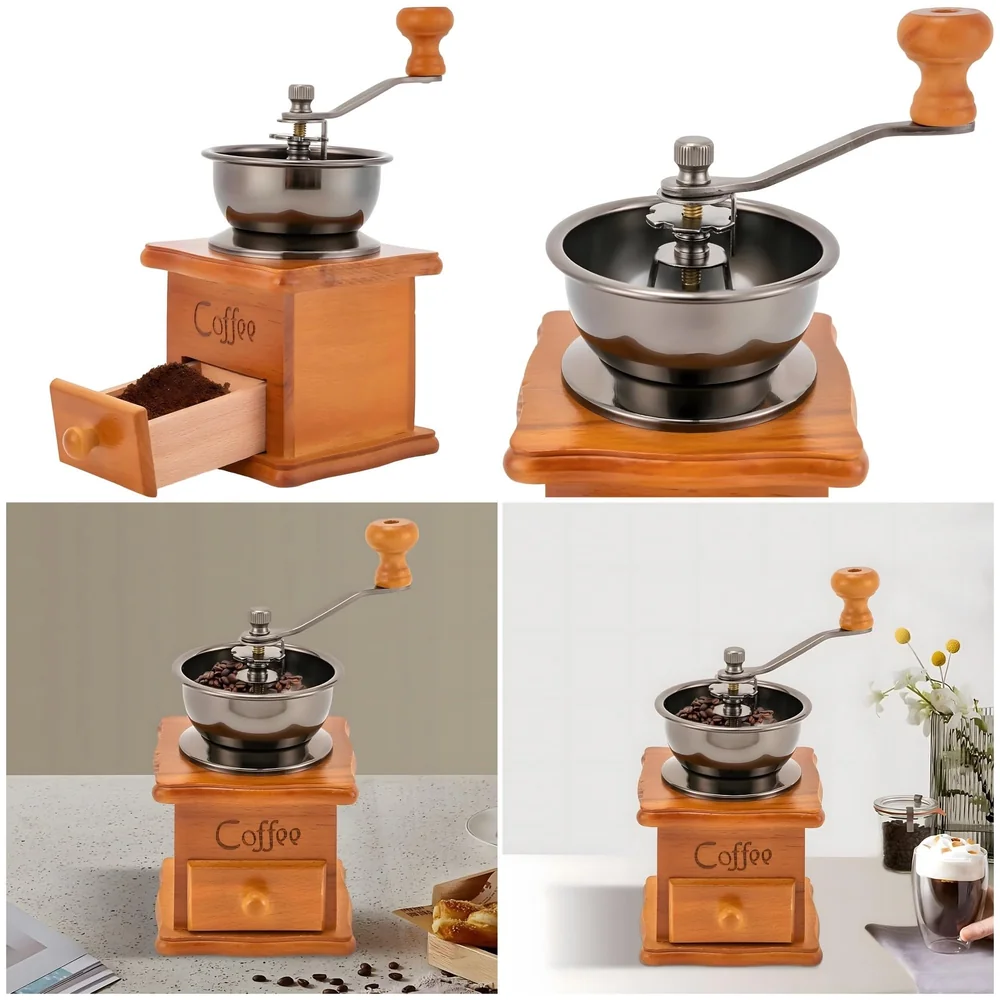 Manual Coffee Grinder Vintage Wooden Bean Mill 16 x 9.5 cm Home