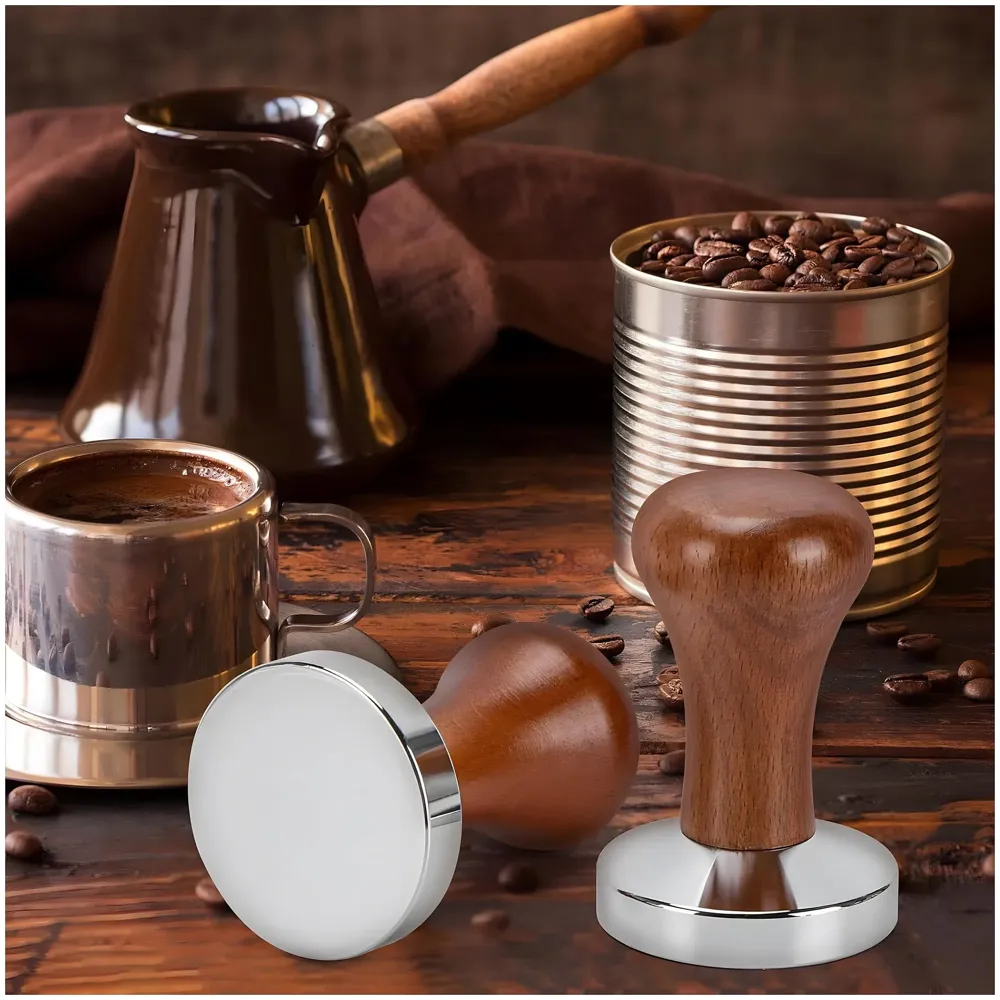 Coffee Tamper – 51 mm, Espresso Tamper, Coffee Bean Press Crema, Barista-Grade Tool for Home & Café, Accessories Coffee Powder Presser - 51 x 90 mm Wooden