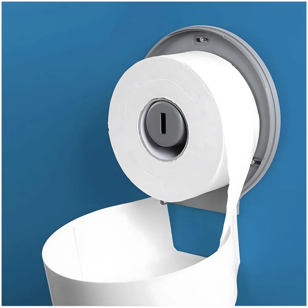 Commercial Toilet Paper Dispenser, Wall Mount ABS 11 Inch Roll Toilet Paper Holder Tissue Dispenser with Lock Key for Malls, Public Toilets, Waterproof, White – 28Cm Round