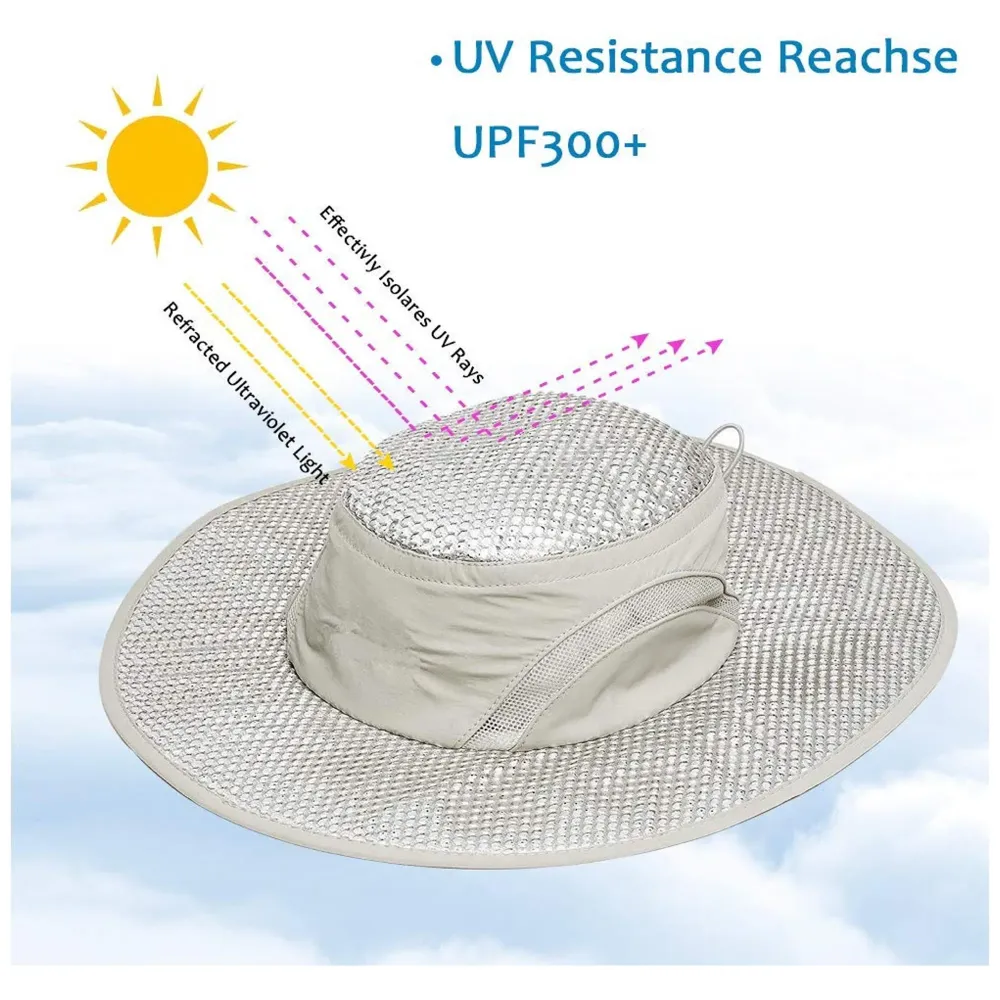 Summer Cooling Hat Wide Brim Sunscreen Hydro Cooling Sun Cap with Anti UV Feature for Men Women Hot Weather Gardening Yard Beach Outdoor Hiking Fishing Camping etc