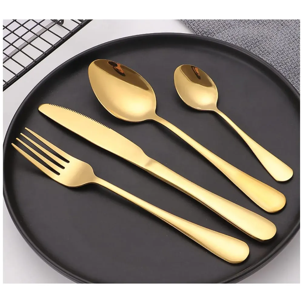 Cutlery Set, 12 Pcs Modern Pieces Gold Stainless Steel Flatware for Daily Use, Party, Restaurants (12 Pc)