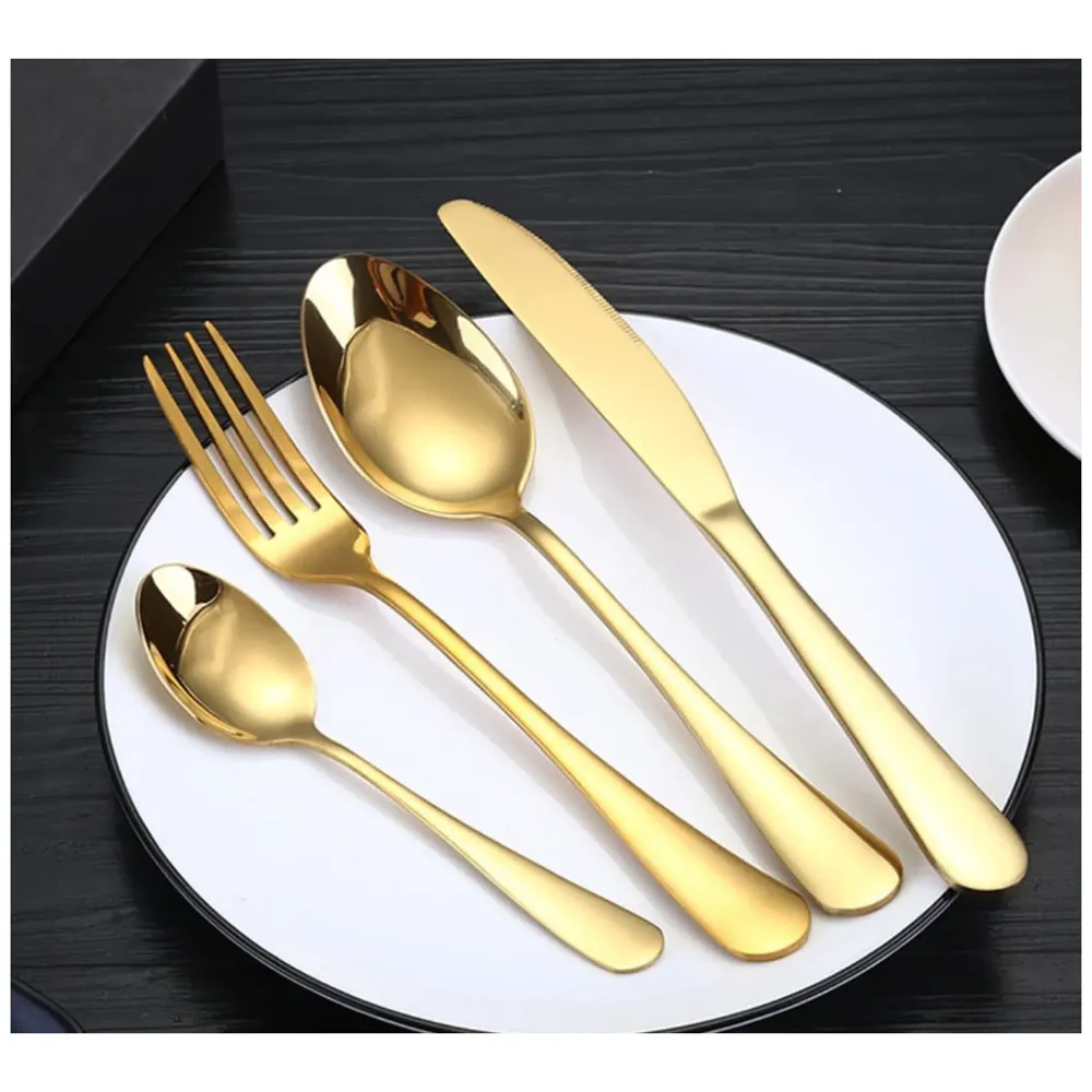 Cutlery Set, 16 Pcs Modern Pieces Gold Stainless Steel Flatware for Daily Use, Party, Restaurants (16 Pc)