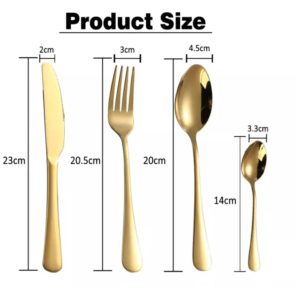 Cutlery Set, 16 Pcs Modern Pieces Gold Stainless Steel Flatware for Daily Use, Party, Restaurants (16 Pc)