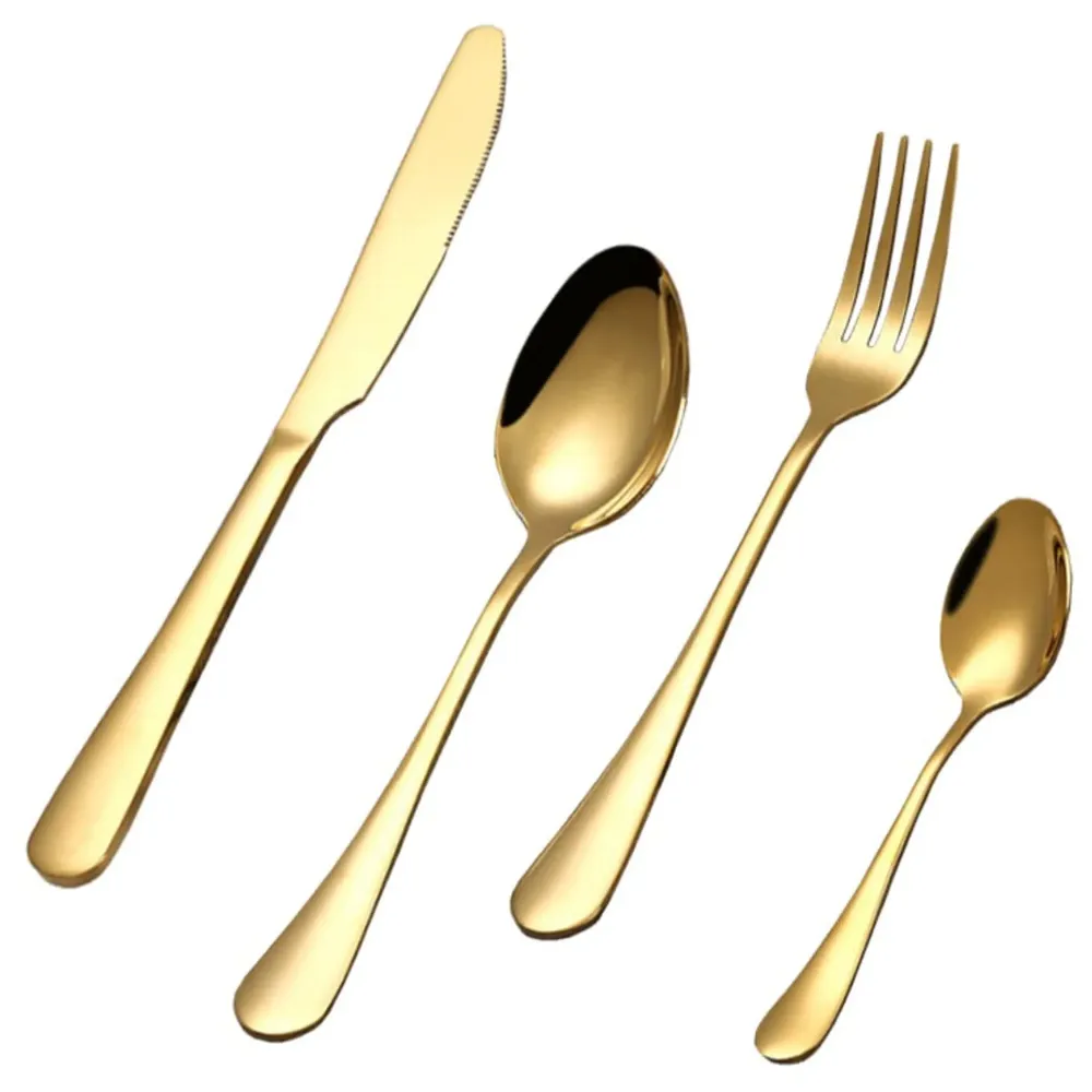 Cutlery Set, 8 Pcs Modern Pieces Gold Stainless Steel Flatware for Daily Use, Party, Restaurants (8 Pc)