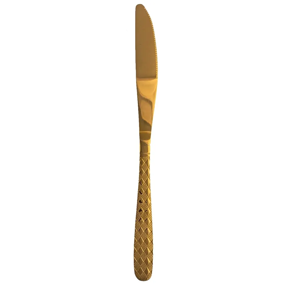 Cutlery Set, Modern Pieces Gold Stainless Steel Flatware for Daily Use, Party, Restaurants (Golden Knife)