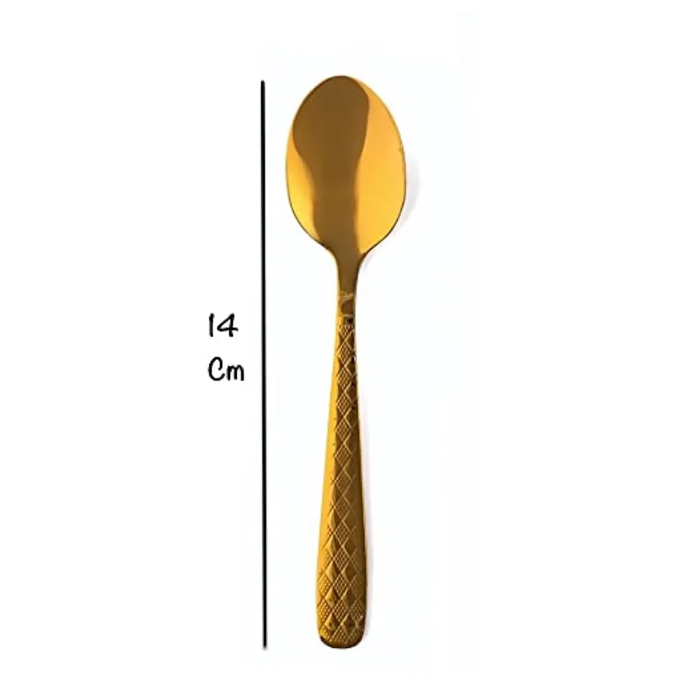 Cutlery Set, Modern Pieces Gold Stainless Steel Flatware for Daily Use, Party, Restaurants (Desert Spoon)