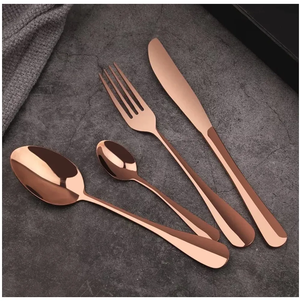Rose Gold Cutlery Set, Modern Pieces Rosegold Stainless Steel Flatware for Daily Use, Party, Restaurants (16 Pcs)