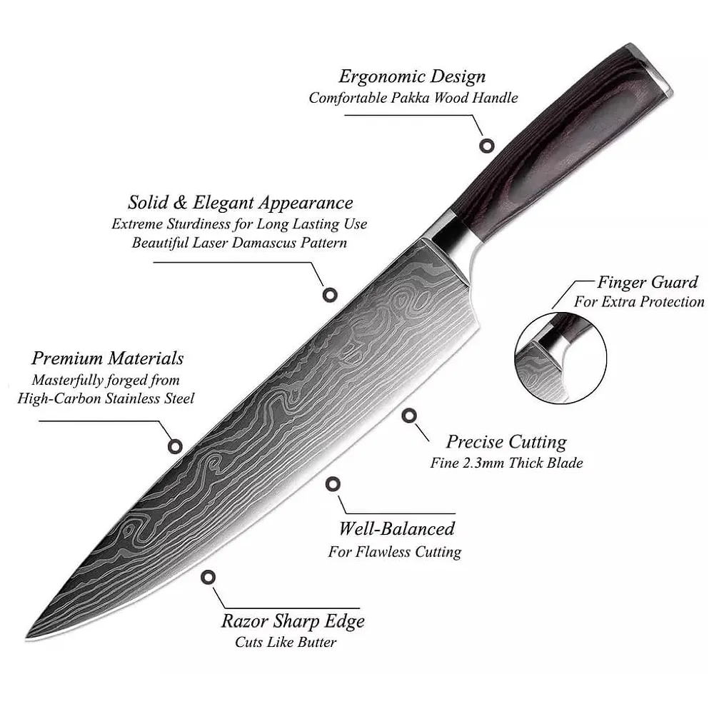 Damascus Japanese Chef Knife 8 inch High Carbon Stainless Steel