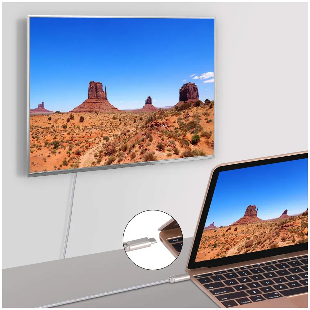 Cable Type C to HDMI 4K Cable Thunderbolt 3 Compatible, Male to Male, Compatible MacBook Pro/MacBook iMac 2017/Chromebook Pixel/Yoga 910/ XPS 13
