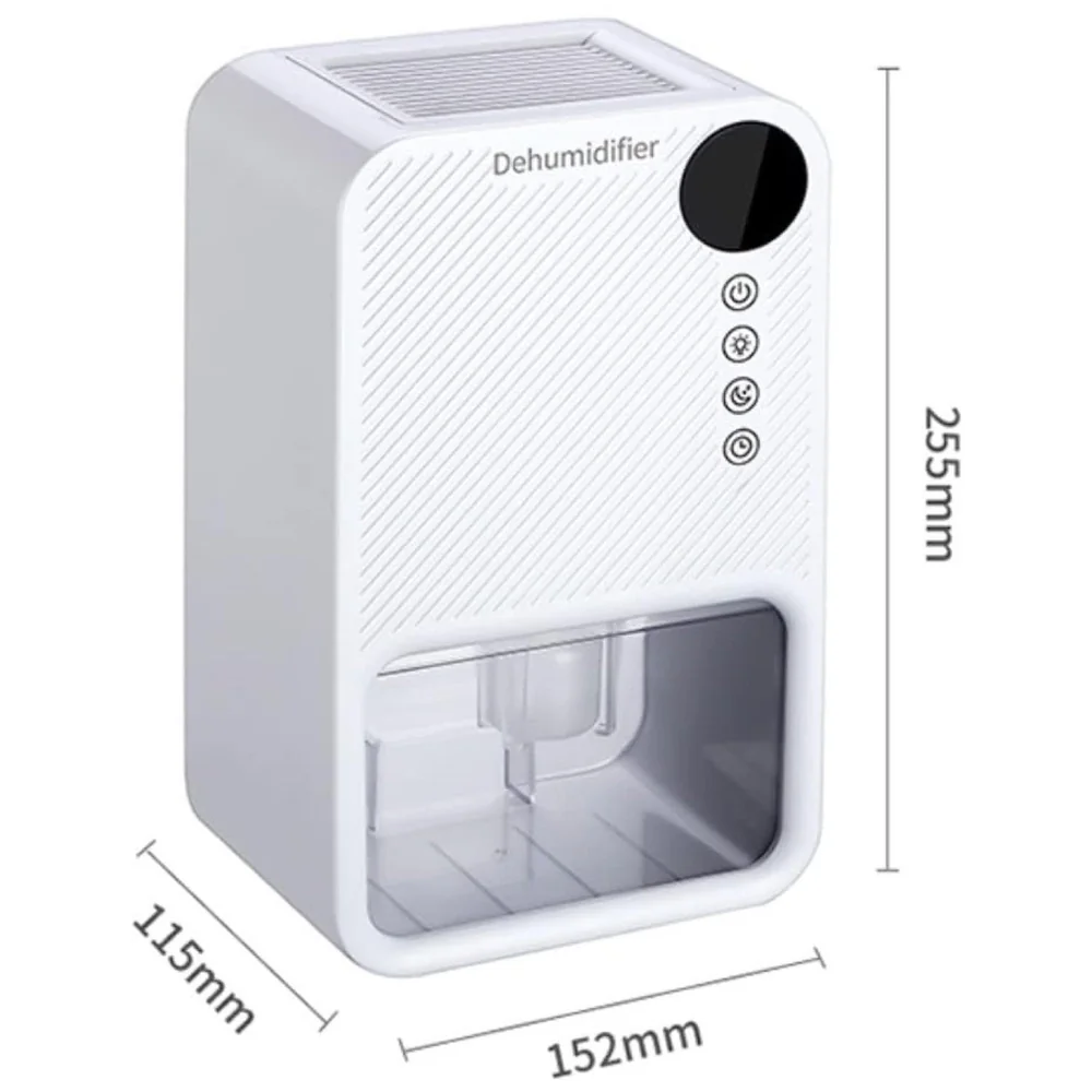 Dehumidifier Electric 1100 ml Tank LCD Small Rooms Office White