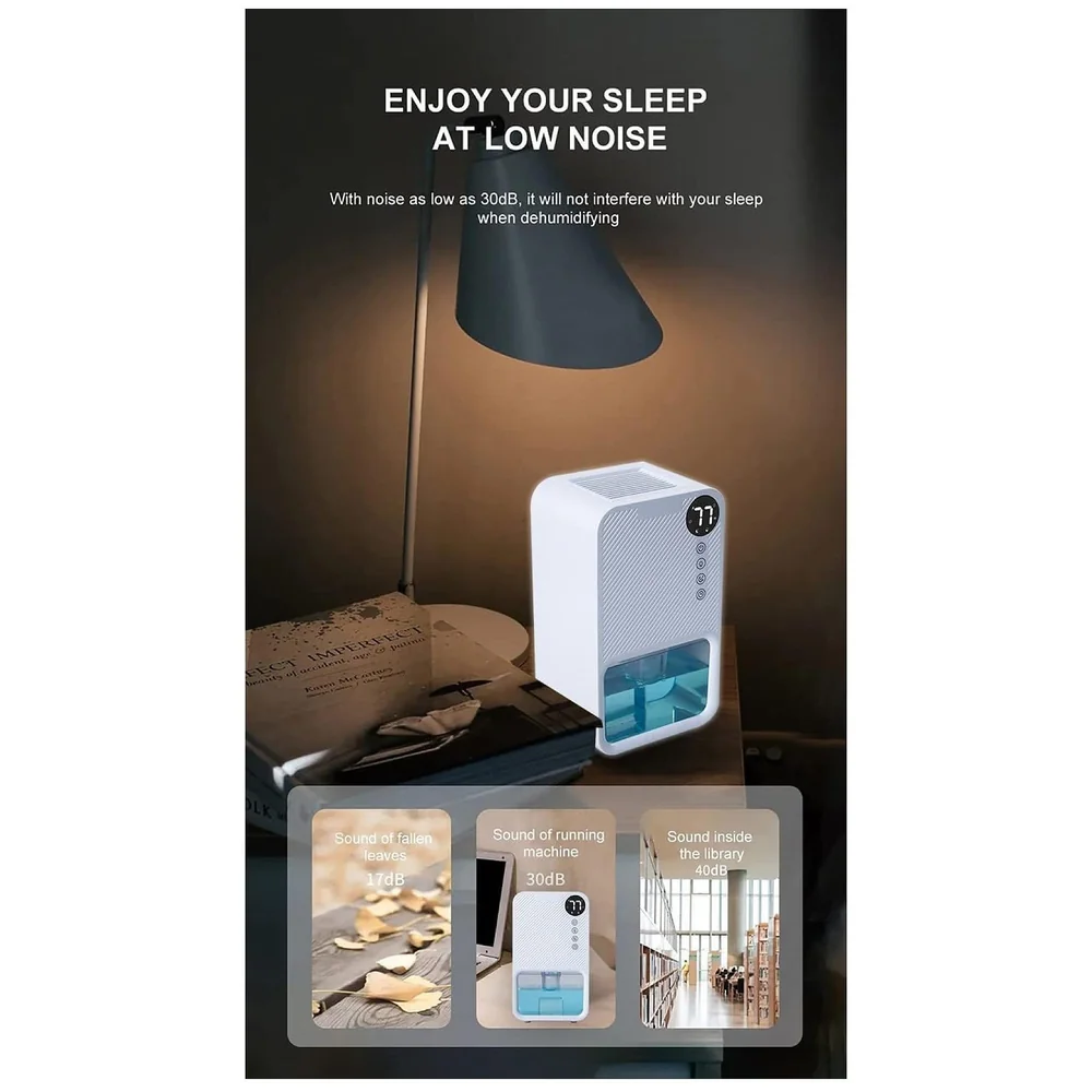 Dehumidifier Electric 1100 ml Tank LCD Small Rooms Office White