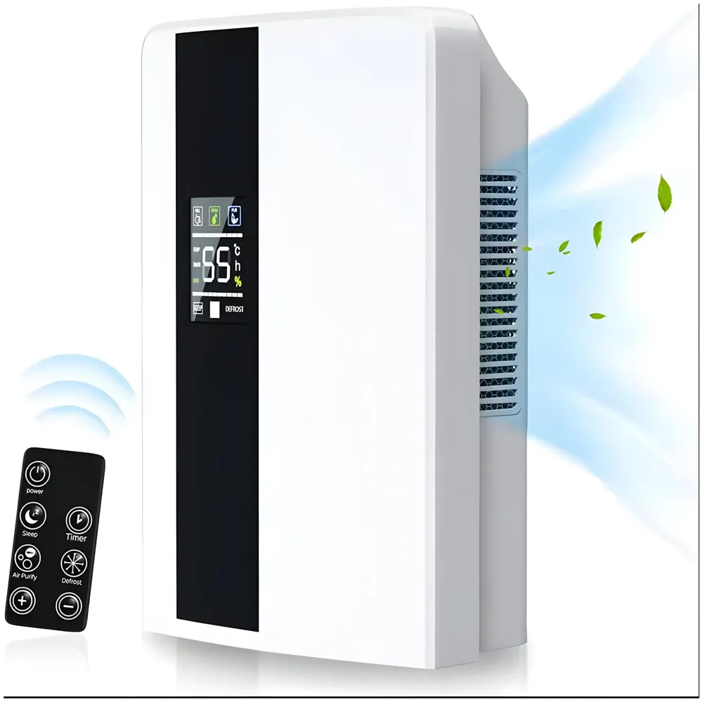 700 sqft Dehumidifier For Rooms And Offices, 2200ML Tank With LCD Display And Remote, Auto Shut Off Dehumidifier White