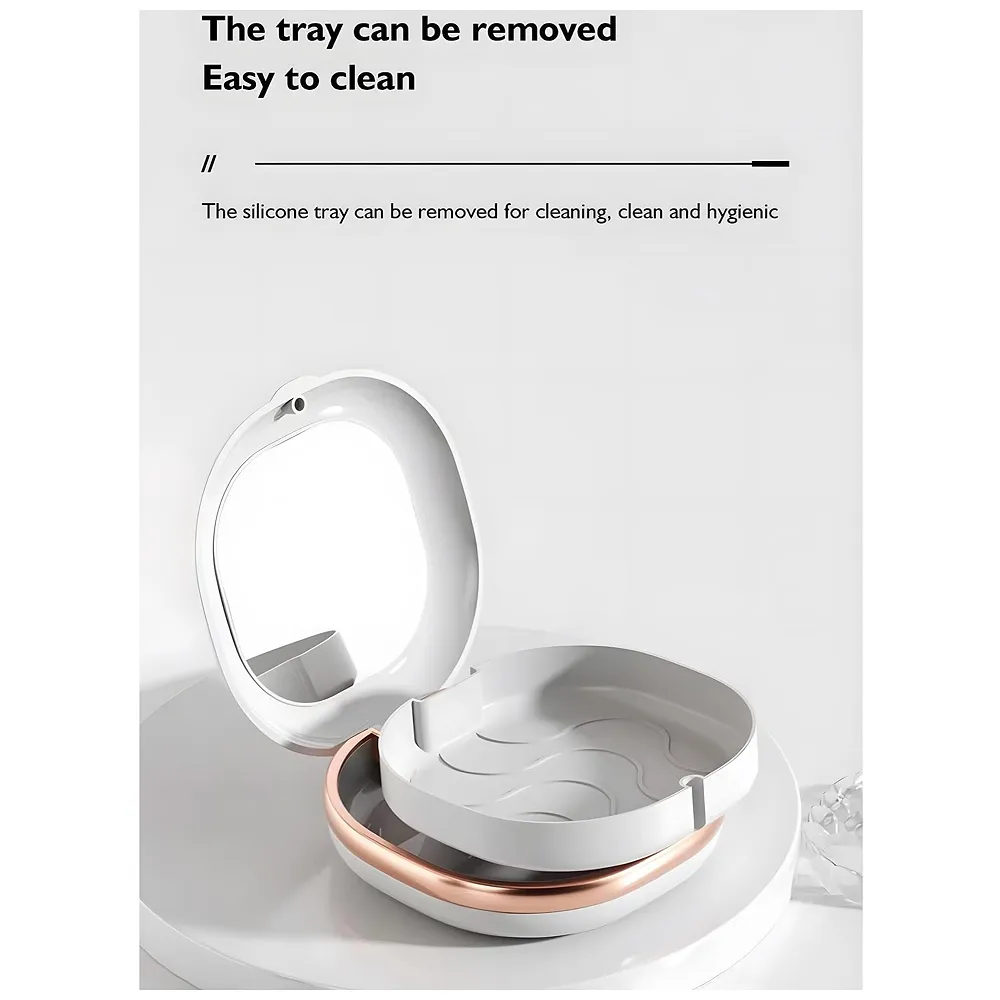 Denture Box Retainer Case Magnetic 3.3 x 3.2 Inch White Travel
