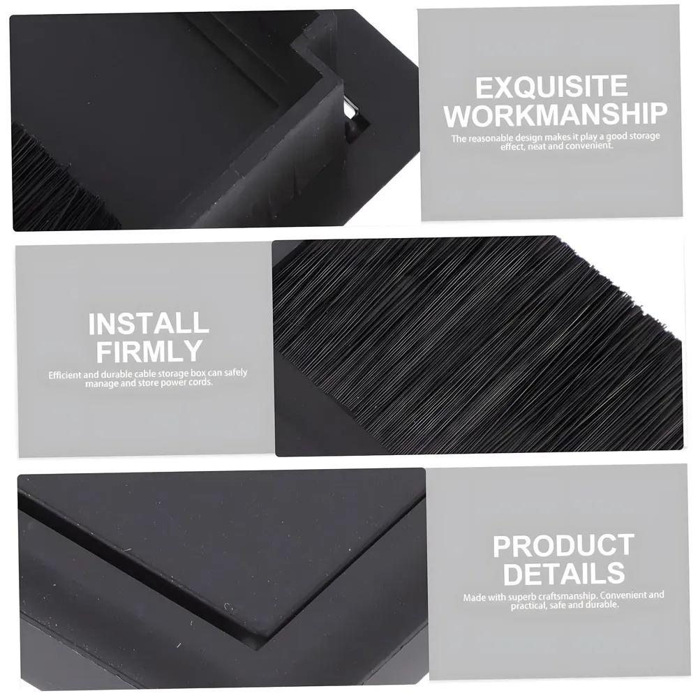 8 Cm Aluminum Office Desk Wire Cable Hole Cover with Dust Proof Brushes for Computers Work Rectangular Metal Organizer Stylish Desk Accessory Wire Manager Concealed. 80 mm x 80 mm Black