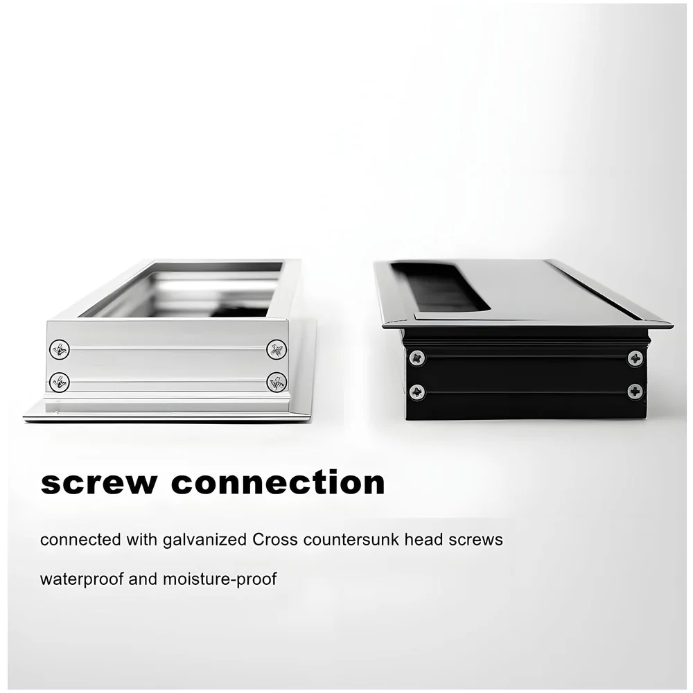 Office Desk Wire Cable Hole Cover Aluminum with Dust Proof Brushes for Computers Work Rectangular Metal Organizer Stylish Desk Accessory Wire Manager Concealed System. 160 mm x 80 mm Black