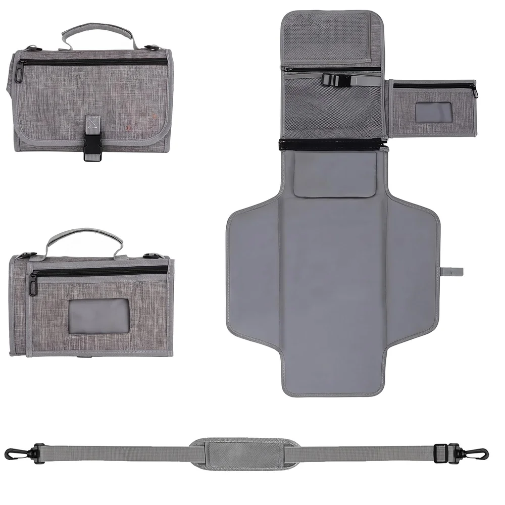 Diaper Bag with Changing Station Smart Wipes Pockets Waterproof, Foldable Mat for Baby Diaper, Travel, & Walking One-Hand Diaper