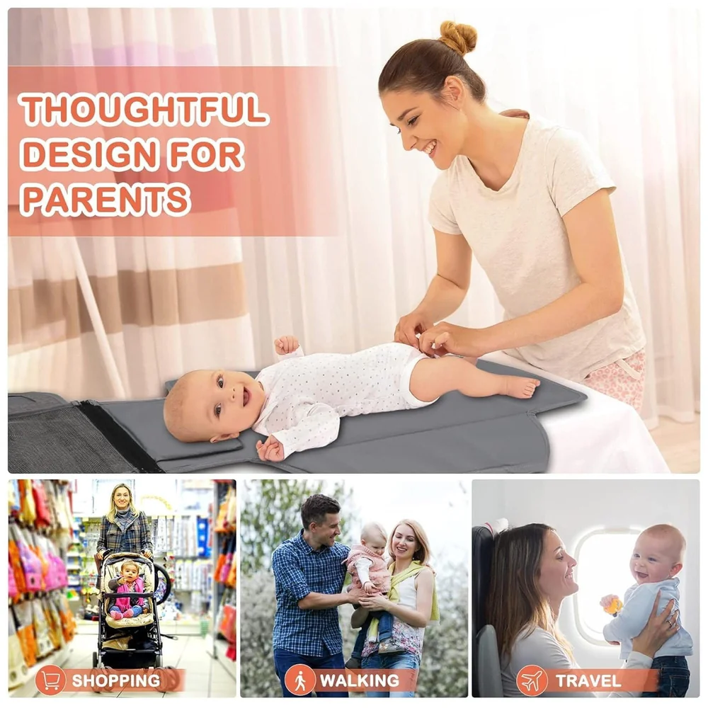 Diaper Bag with Changing Station Smart Wipes Pockets Waterproof, Foldable Mat for Baby Diaper, Travel, & Walking One-Hand Diaper