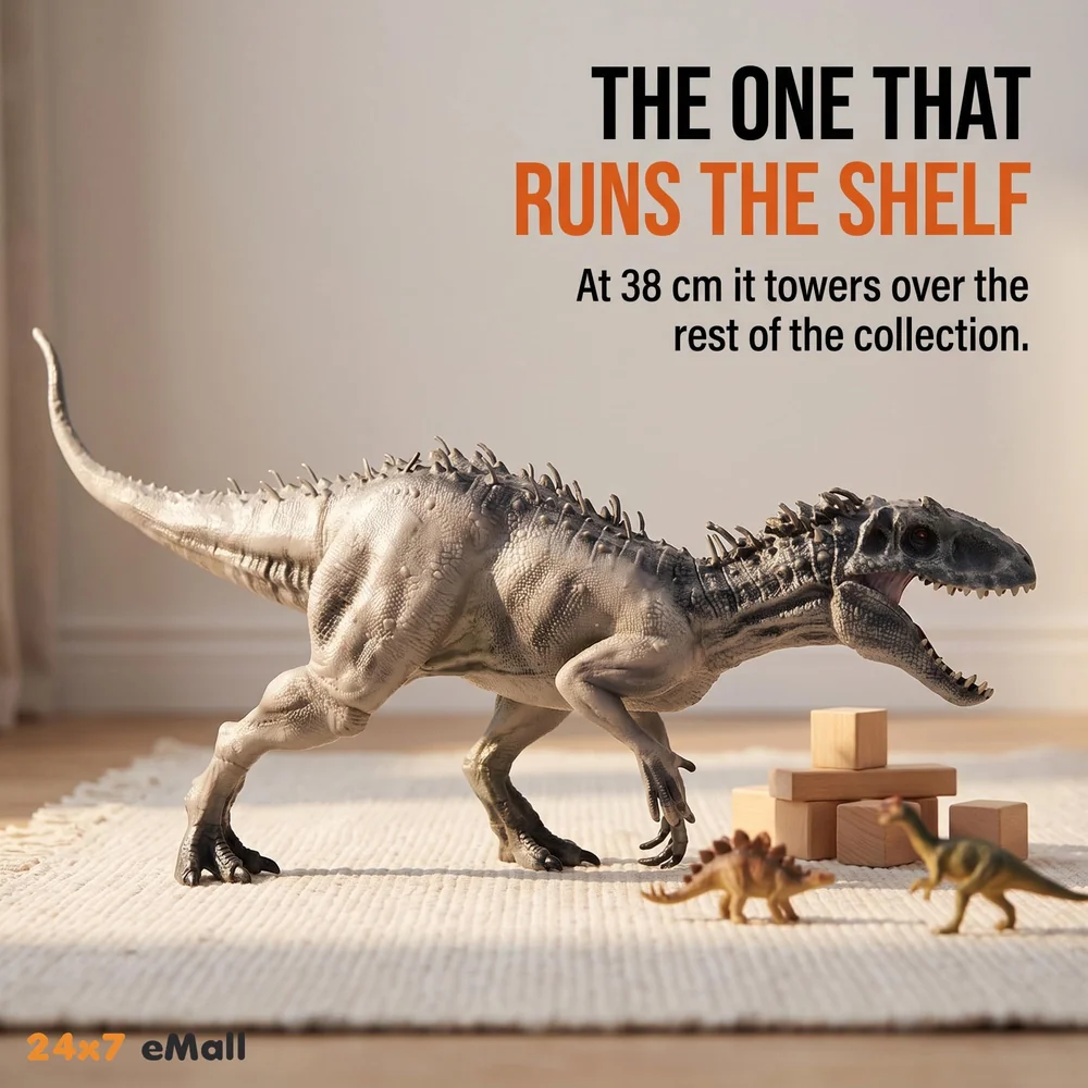 Dinosaur Toy Dinosaur Action Figure Kids Toys Realistic Large Model Size – 38 X 20 Cm - Grey T-Rex